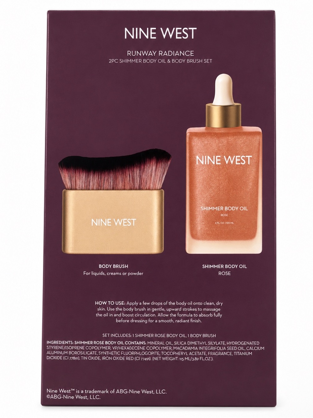 Nine West Runway Radiance Shimmer Body Oil & Brush Set - Picture 2 of 3